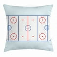thumbnail image 1 of Hockey Throw Pillow Cushion Cover, Ice Hockey Field in Blue Tones and Red Graphic Outline for Sport Events, Decorative Square Accent Pillow Case, 18 X 18 Inches, Blue Red Pale Blue, by Ambesonne, 1 of 2