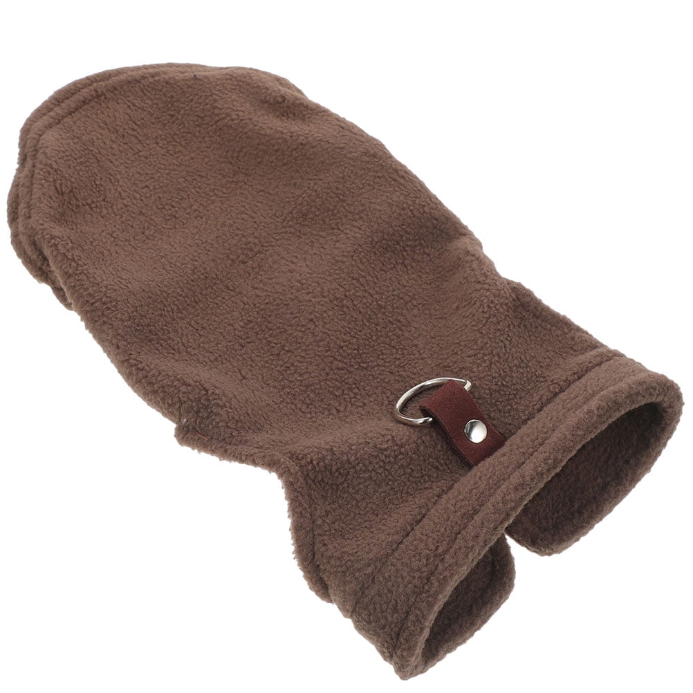 HONITANO Durable Brown Dog Winter Vest Warm Fleece Pet Waistcoat with D Ring Attachment