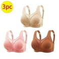 thumbnail image 2 of 3PC Bras for Women Plus Size Push up Comfortable Front Closure Bras Full Coverage No Underwire Everyday Bra Pink 3XL, 2 of 8