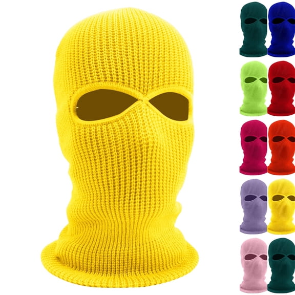 Balaclava Face Mask 2-Hole for Cold Weather, Winter Ski Mask for Men and Women Thermal Cycling Mask Yellow One Size