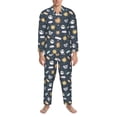 thumbnail image 3 of Honeii Cartoon Animals Pattern Mens Pajamas Set,2pcs Men's Lounge Long Sleeve Sleep Shirt and Pajama Bottoms Sleepwear Set,Mens Pjs Sets-Small, 3 of 7
