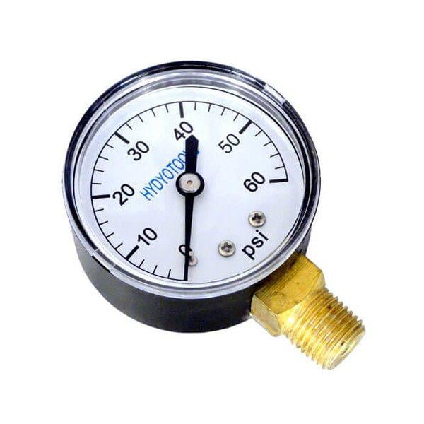 Air Compressor Pressure Gauge 1/4" Brass NPT Bottom Mount 60 PSI 2" Black Case 