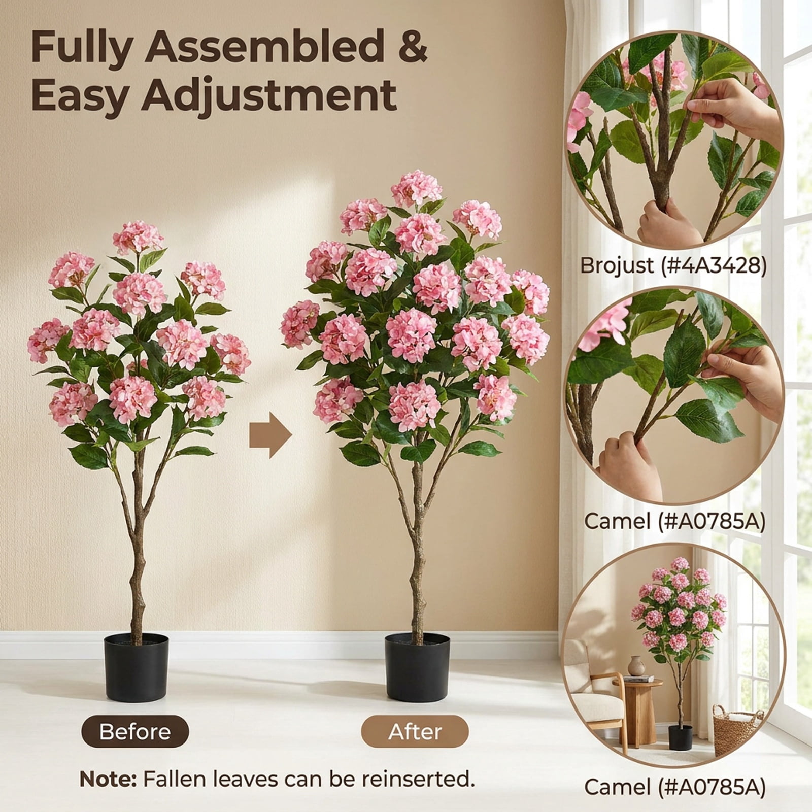 Vebreda Artificial Plant Decor, 43.5" Artificial Hydrangea Tree 2-Pack, Bring Lifelike Beauty Indoors, Long-Lasting Build with Stable Base