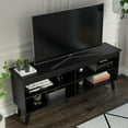 thumbnail image 3 of Madesa Compact TV Stand Cabinet with 4 Shelves and Cable Management for 50, 55 Inch TV Media Storage Unit Living Room and Bedroom Modern Wooden Television Media Console - Black, 3 of 7