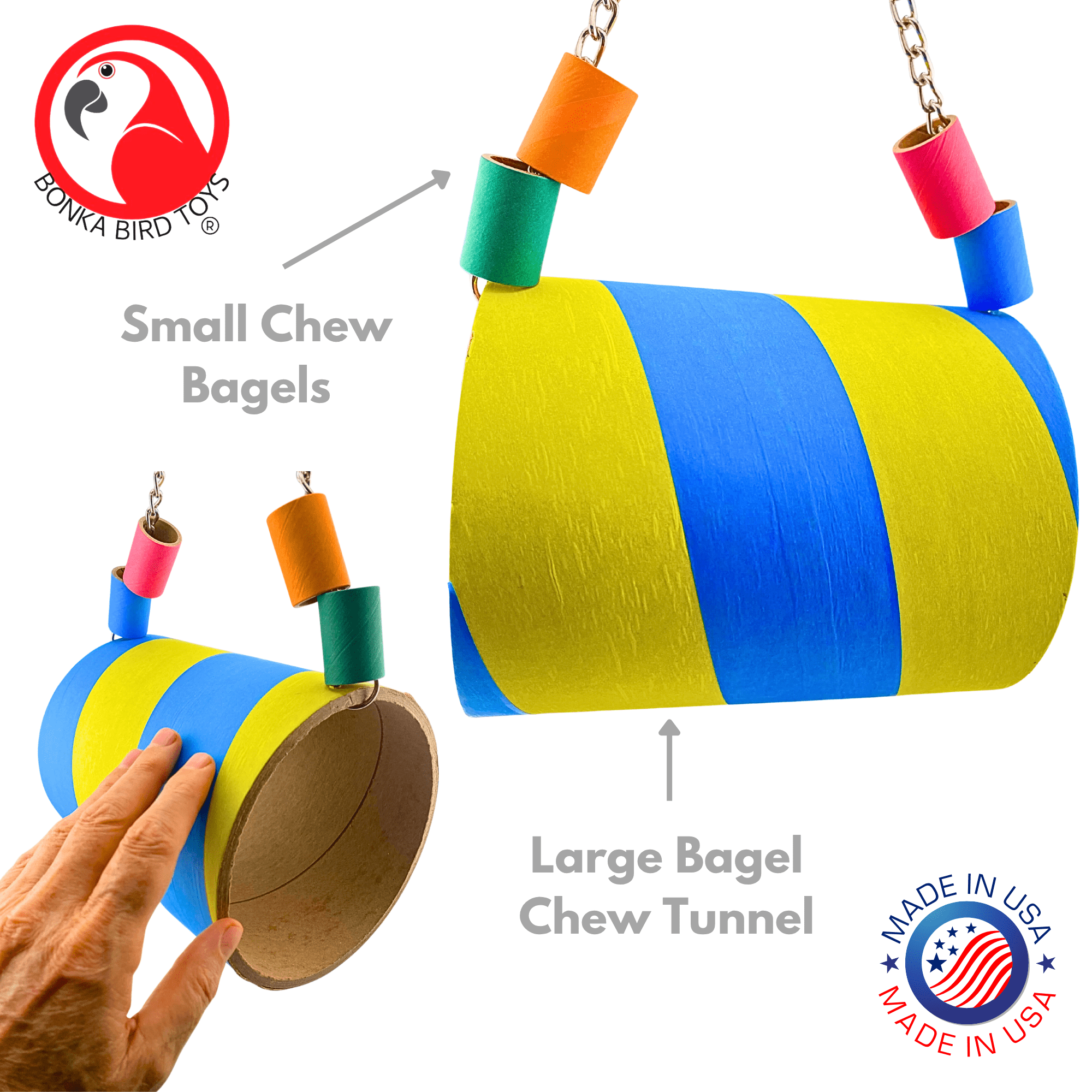 Bonka Bird Toys 1147 Big Bagel Hut Chew Hide Play Tunnel Fun Parrot Cage Toy Pet