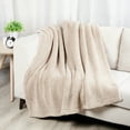 thumbnail image 4 of SoftLux Reversible 2-Tone Ivory and Brown Sherpa Dual Layer Throw Blanket, 50" x 60", Recycled Polyester, Adults and Teens, 4 of 7