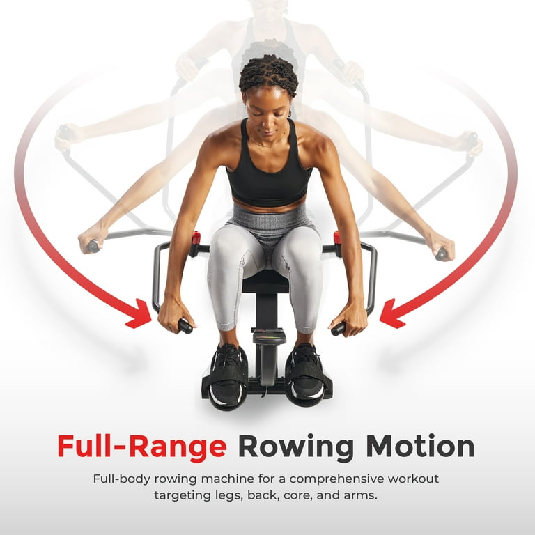 Sunny Health & Fitness Magnetic Rowing Machine w 53.4 Extended Slide Rail,  Smooth Quiet Resistance and Optional Exclusive SunnyFit App