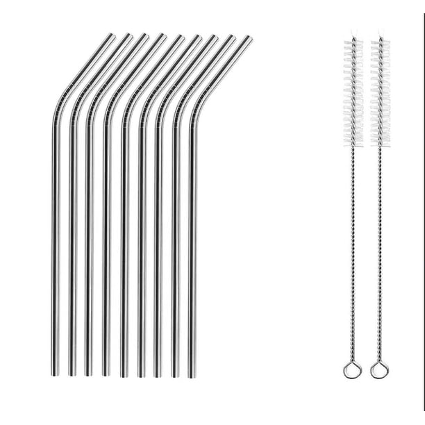 juego de 11 piezas, 9 pajitas de acero inoxidable (8 * 215 mm), sin desperdicio porque son reutilizables con cepillos de limpieza, ideales para beber cócteles, café helado y todas tus bebidas fa