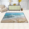 thumbnail image 2 of SKYSONIC 36x24in Summer Seashells Beach Area Rug, Starfish Sea Wave Non-Slip Floor Carpet for Indoor Living Dining Room Bedroom, 2 of 7