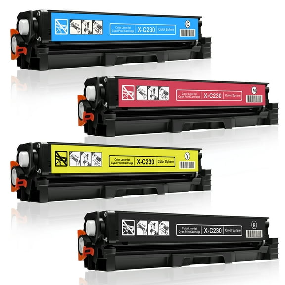 (With Chip) 4 Pack Black Cyan Yellow Magenta Toner Cartridge Set Standard Capacity (Black 3000 Pages,Color 2500 Pages) For Xerox C230/C235 Color Printer C230/DNI C235/DNI 006R04383/84/85/86