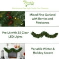 thumbnail image 2 of Nearly Natural 6’ x 7" Pre-Lit Mixed Pine Artificial Christmas Garland, Clear LED Lights, 2 of 6