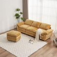 thumbnail image 3 of L-Shaped Sectional Sofa with Ottoman, Modern Deep 3-Seat Sofa Couch Comfy Upholstered Sleeper Sofa Furniture for Living Room Apartment Studio Office, Yellow, 3 of 7