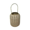 thumbnail image 1 of Benzara BM190568 Iron & Rattan Lantern with Weaving Pattern, Gold & Beige - Small, 1 of 1