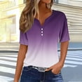 thumbnail image 3 of cocolona Womens Summer Tops 2025 Button V Neck Short Sleeve T-shirts Fashion Casual Loose Dressy Blouses Gradient Print Tees S-3XL, 3 of 6