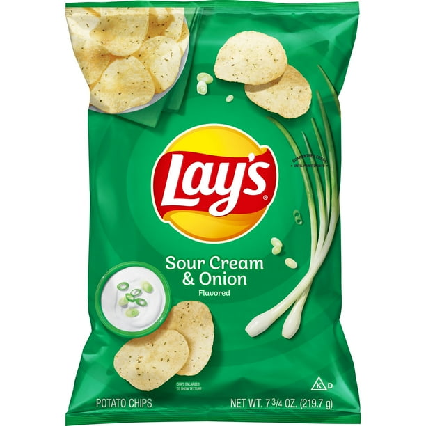 Lay's Potato Chips, Sour Cream & Onion Flavor, 7.75 oz Bag Walmart