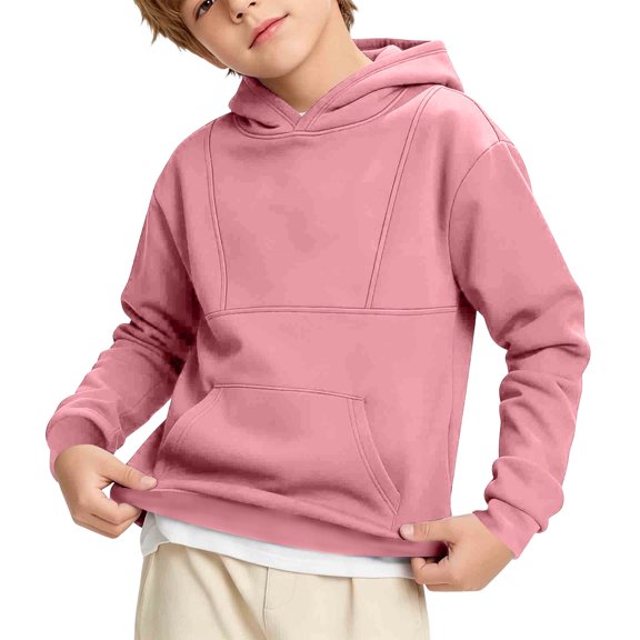 GigrtiJin Long Sleeve Hoodie Sweatshirts for Boys Basic Crop Sweatshirts Kids Pullover Outdoor Sweatshirts with Pocket