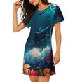 thumbnail image 2 of Naloa Fantasy Underwater Adventure Print Women Nightgowns,Womens Loungewear,Short Sleeve Sleepwear,Comfy Ladies Nightdress, 2 of 6