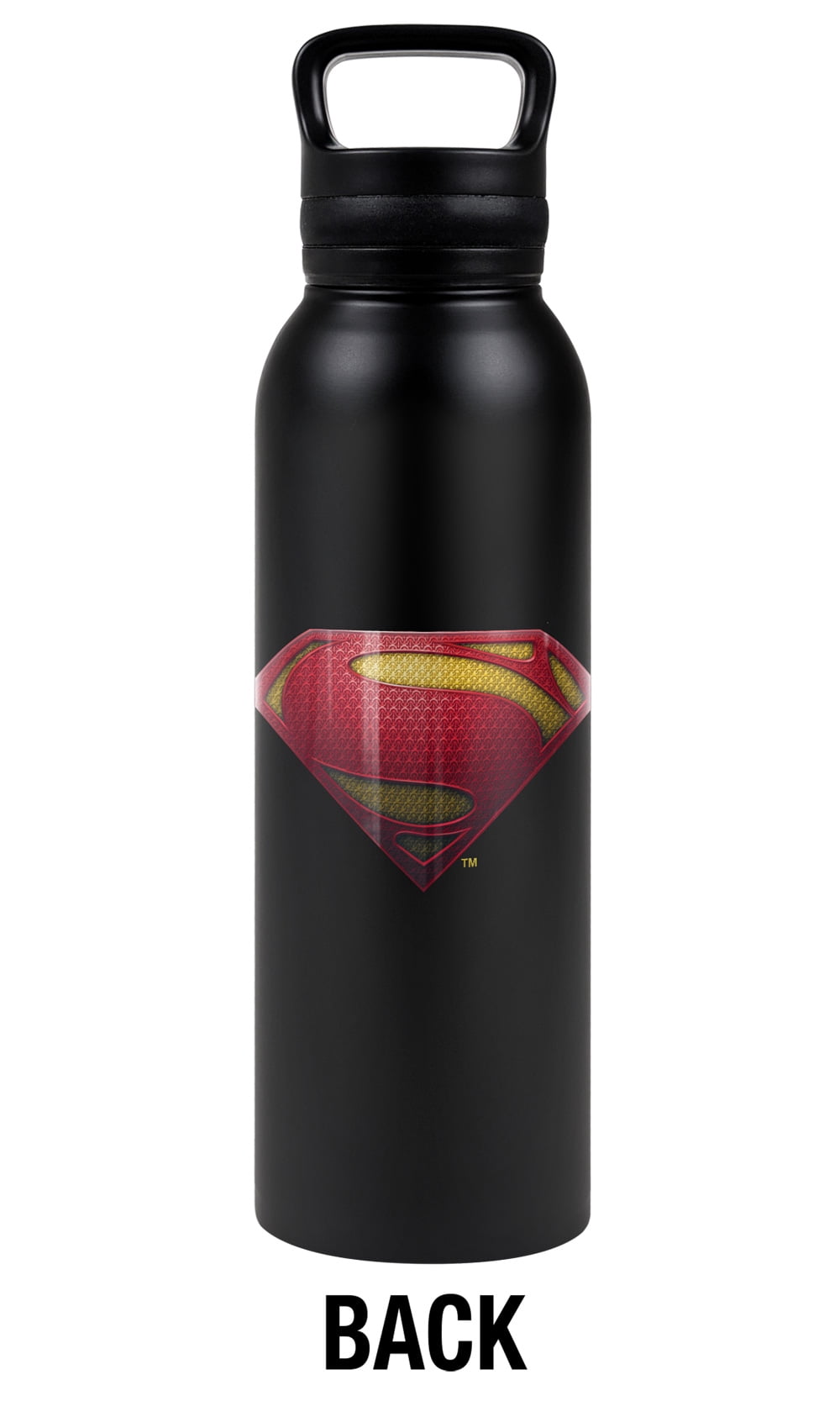 The Flash Official Supergirl Logo 24 oz Insulated Canteen Water Bottle, Leak Resistant, Vacuum Insulated Stainless Steel with Loop Cap, Black