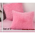 thumbnail image 6 of MorroMorn Shaggy Throw Pillow Covers, Luxury Long Faux Fur Pillows Shams, Square Pillow Cases Set, Pack of 2 Pillowcase Decorative Cushion Cover for Bed Couch Soft Zipper Closure Room Decor (Pink), 6 of 6