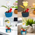 thumbnail image 4 of Crochet Potted Plants with LED Light Handmade Crochet Bellflower Mini Knitted Fake Flower Simulation Immortal Flower, 4 of 8