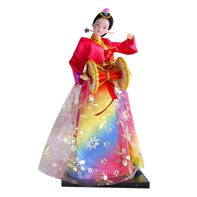 kurtrusly Poupée Geisha Coréenne Style Ornement Ethnique Miniature Hanbok H Décor Poupée Portable Style H
