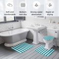 thumbnail image 5 of Teal Striped Bath Mat 3 Piece Bathroom Rug Set, Simple Art Vertical Stripe Farmhouse Non Slip Bath Rug Contour Mat and Toilet Lid Cover, Absorbent Shower Mats Soft Bath Rugs and Mats Sets, 5 of 8