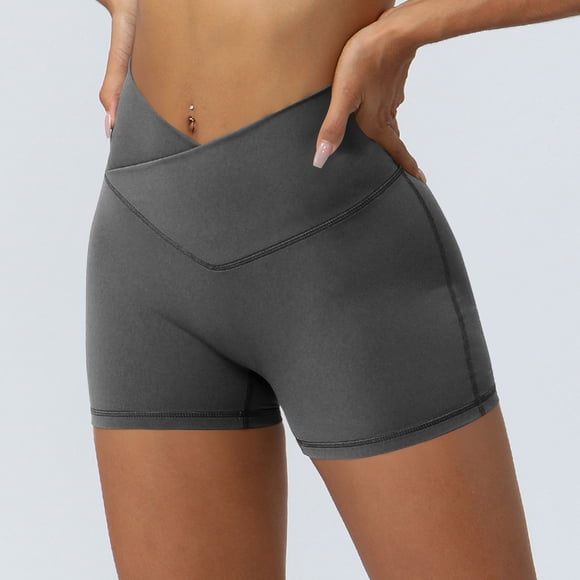LVHAOGJOB Tummy Control Shorts for Women Spandex Yoga Shorts High Waist Gray Compression Ladies Summer