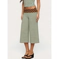 thumbnail image 4 of Women's Casual Wide Leg Cropped Pants Low Rise Fold Over Stretch Gaucho Pants for Summer Beach Holiday Streetwear, 4 of 5