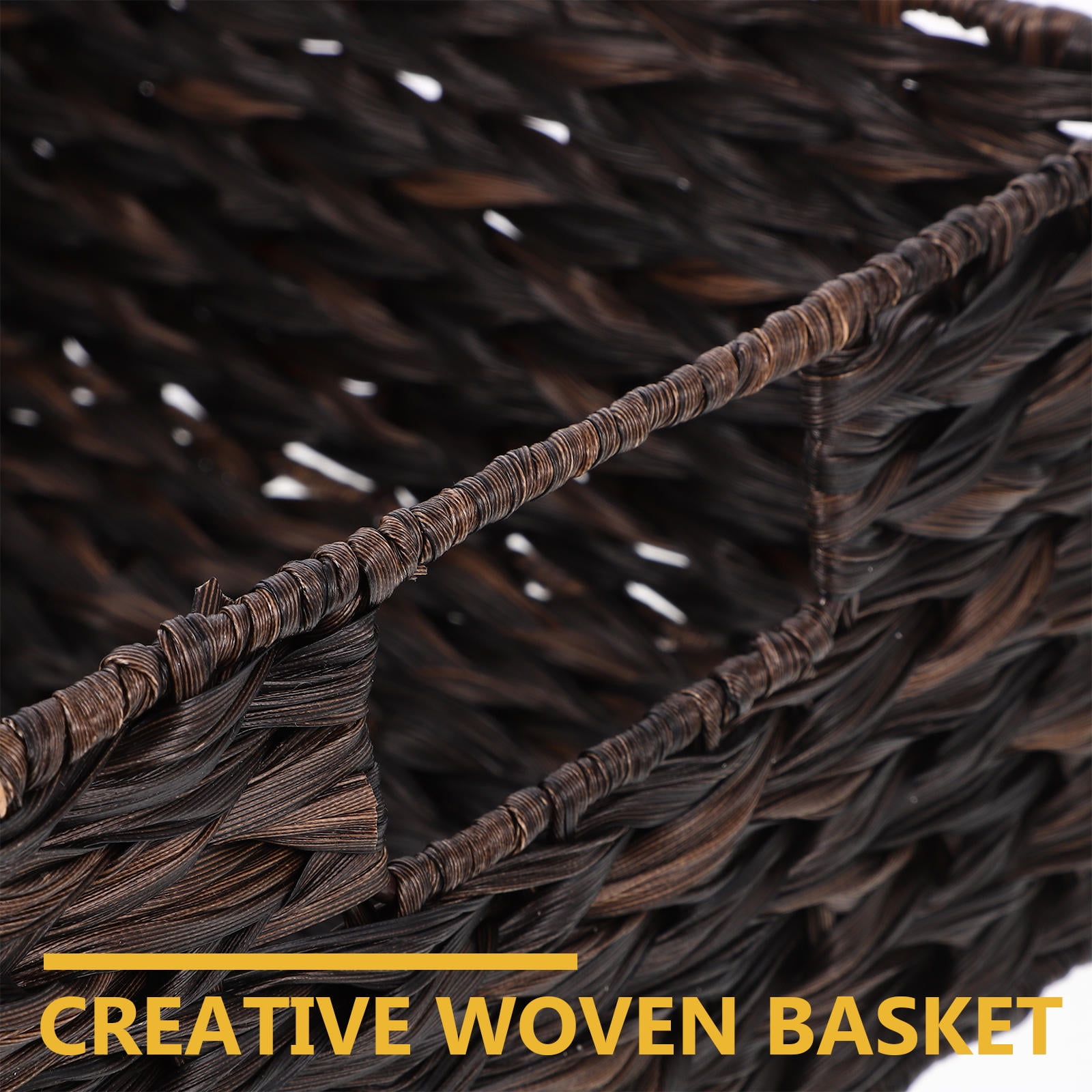 OULII Practical Woven Basket Storage Rattan Black 1Pcs Household Users Living Room