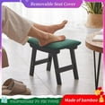 thumbnail image 3 of Foot Stool Ottoman and Footstool Small Sofa Foot Rest Bamboo Foot Stool Under Desk Extra Seating for Living Room Bedroom and Kitchen (Natural Stool Legs - Surface), 3 of 7