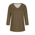 thumbnail image 3 of Erwazi Womens V Neck 3/4 Sleeve T Shirts Casual Basic Summer Tees Shirts Loose Fit Tunic Tops Fall Pullover, 3 of 3