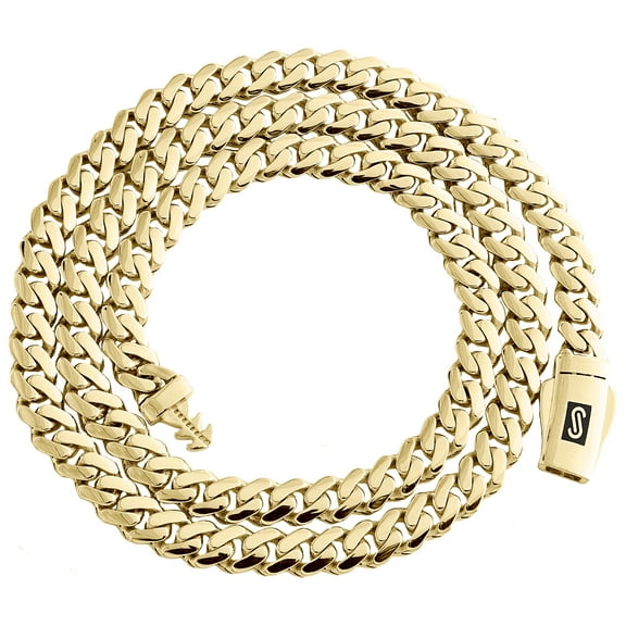 10K Yellow Gold High Polish 5mm Monaco / Cuban Link Chain Statement Necklace 16"
