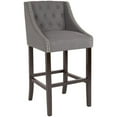 thumbnail image 2 of Home Square 30" Tufted Bar Stool in Dark Gray and Walnut - Set of 3, 2 of 5