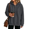 thumbnail image 2 of Lumtrix Hoodies For Women Zip Up Oversized Sweatshirt Fall Winter Casual Zipper Lightweight Cute Track Jackets With Pockets Dark Gray S, 2 of 5