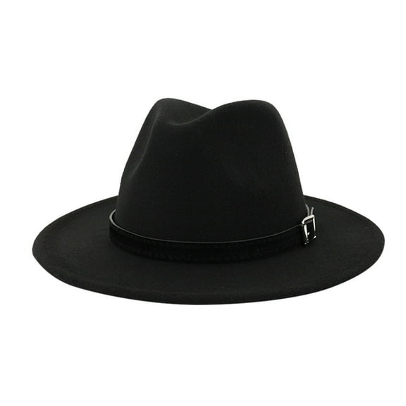 IDALL Fedora Hats Party Hats Men & Women Vintage Wide Hat with Belt Buckle Adjustable Outbacks Hats Visor Hats Hats for Men Black One Size