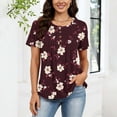 thumbnail image 4 of Roncen Short Sleeve Shirts for Women Pleated Crewneck Cute Blouses Dressy Casual Elegant Tops Loose peasant Summer T-Shirts, 4 of 8