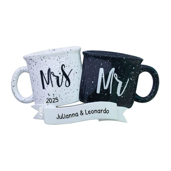 Ornaments by Elves Personalized Mr & Mrs Mugs Couple Ornament 2024 for Christmas Tree Decorations