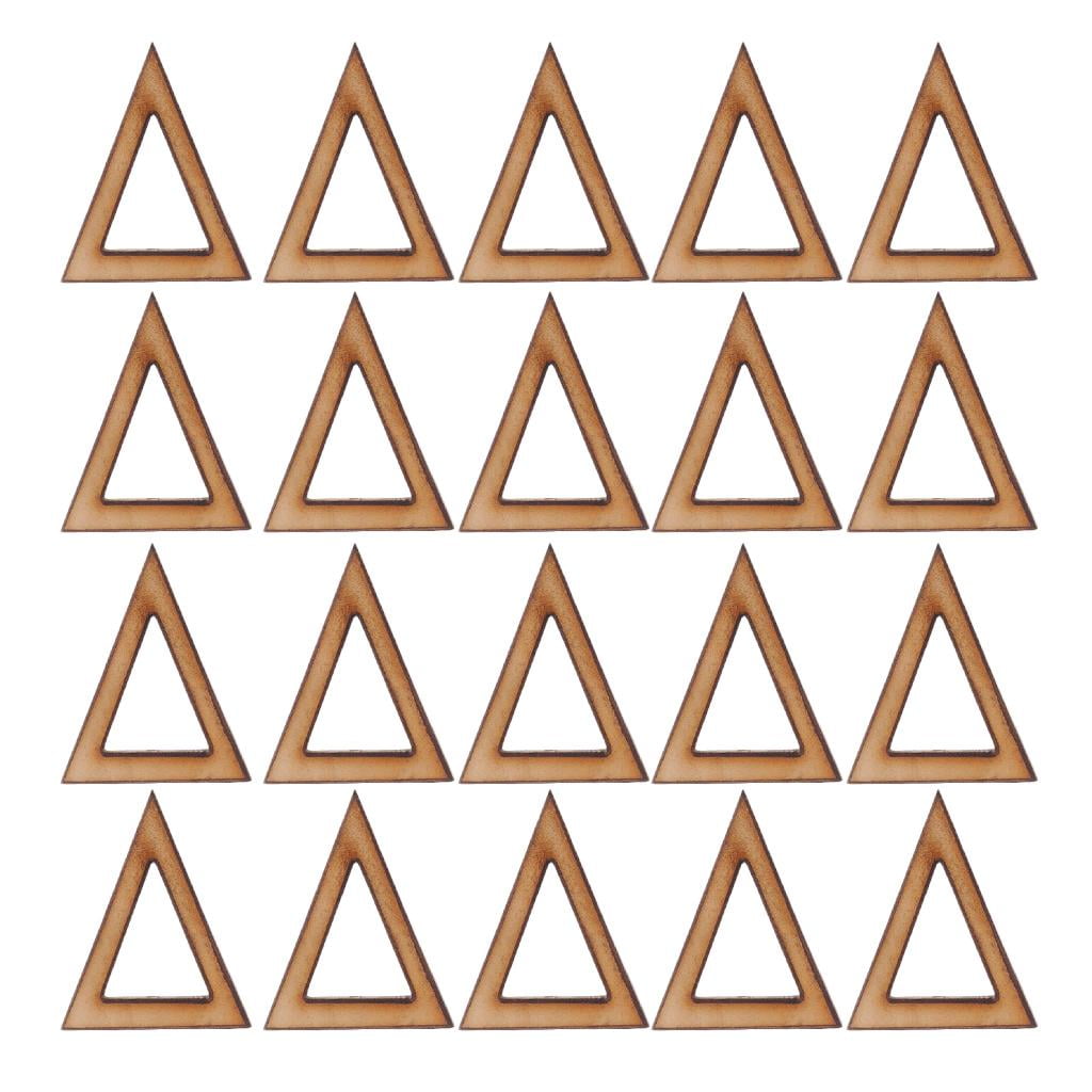 20 Pieces Hollow Wood Triangle Shapes Drilled DIY Wooden Frame Pendant