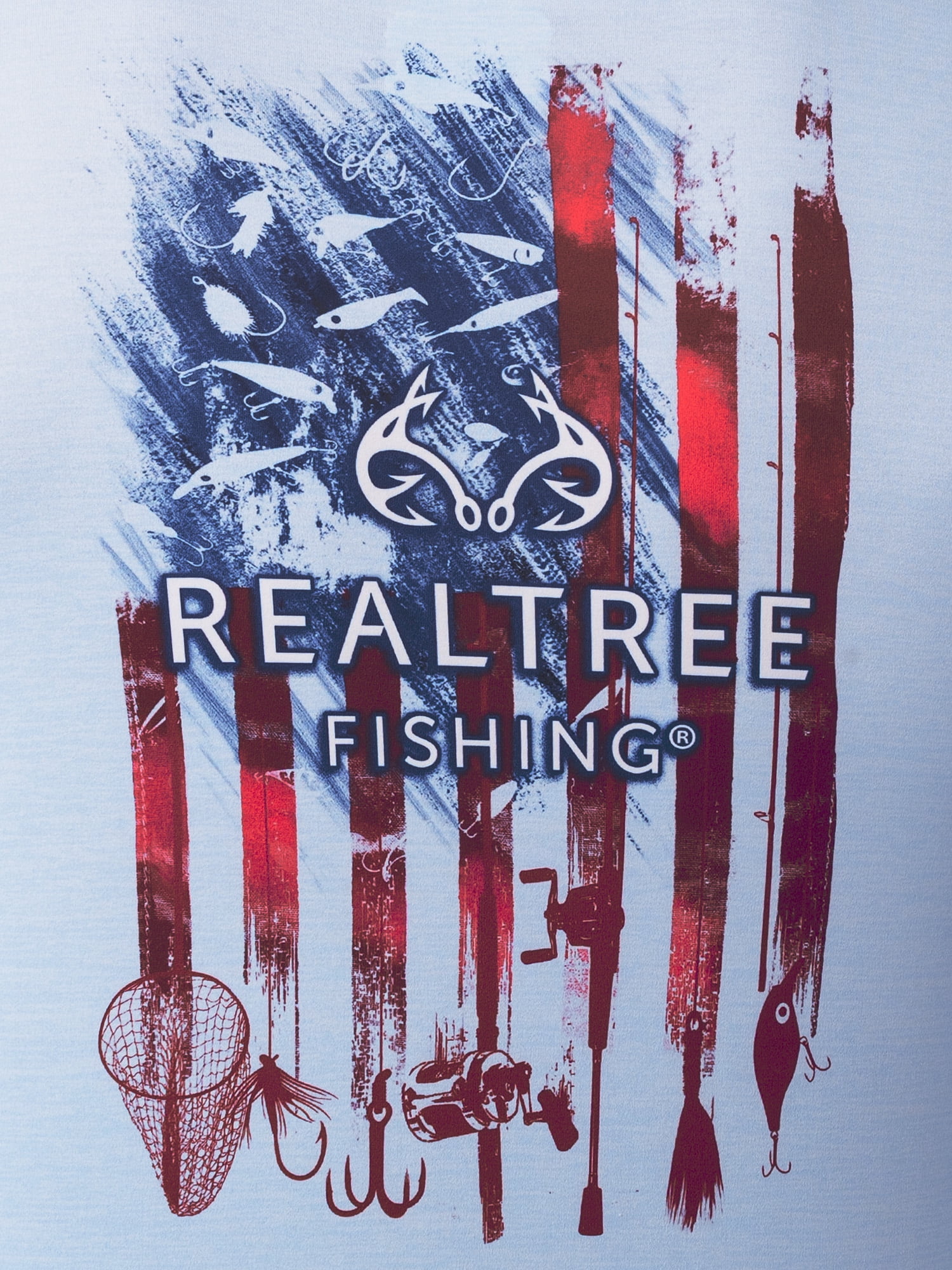 Realtree Men's Fishing Sport Americana UPF30 Long Sleeve Performance Crew Top, Size S-3XL