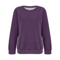 thumbnail image 4 of Women's Solid Color Crewneck Sweatshirt, Soft Long Sleeve Pullover Top with Lightweight Breathable Fabric, Comfortable Stretchy Casual Wear for Daily Loungewear and Streetwear Purple L, 4 of 5