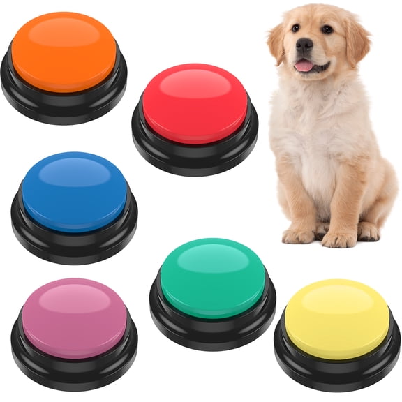 4Pcs/6Pcs Dog Talking Button Recordable Dog Communication Button Colorful Pet Training Buttons Battery Powered Pet Training Buzzer Clear Recording Dog Button Easy to Use for Dogs Pets Speech Home