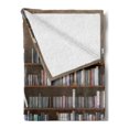 thumbnail image 2 of Library Soft Flannel Fleece Throw Blanket, Interior Scene with Bookshelves on Wall Full of Books Reading Time Theme Graphic, Cozy Plush for Indoor and Outdoor Use, 50" x 60", Multicolor, by Ambesonne, 2 of 5