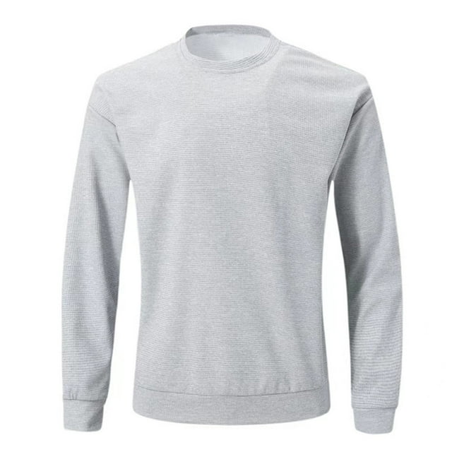 pstuiky Camisas casuales de manga larga para hombre, Camisa informal de manga larga con cuello redondo y color liso para hombre Tops de hombre l