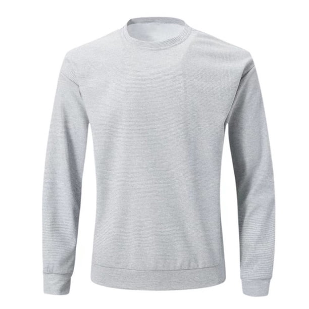pstuiky camisas de hombre de manga larga, Camisa informal de manga larga con cuello redondo y color liso para hombre tops de invierno para hombre s