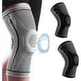 thumbnail image 1 of FrostHike 2pcs Knee Compression Sleeve - Professional Knee Brace. Elastic Knee Wraps Patella Stabilizer with Silicone Gel Spring Support. Knee Support Non-slip for Men Women (Black. Large), 1 of 5