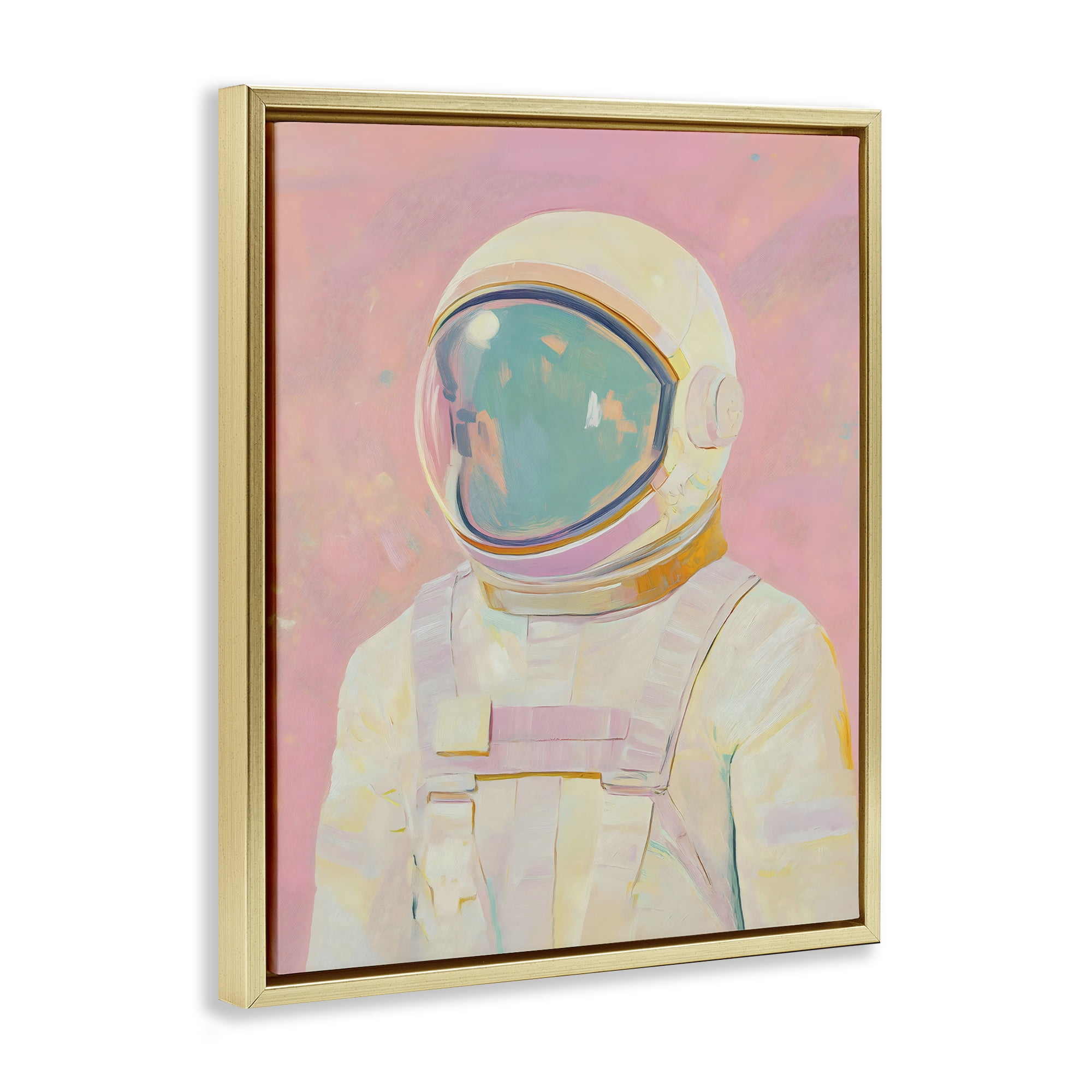 Stupell Industries Astronaut Portrait in Pink Dream Gold Framed Floater Canvas Wall Art, design by The Prints Vibe
