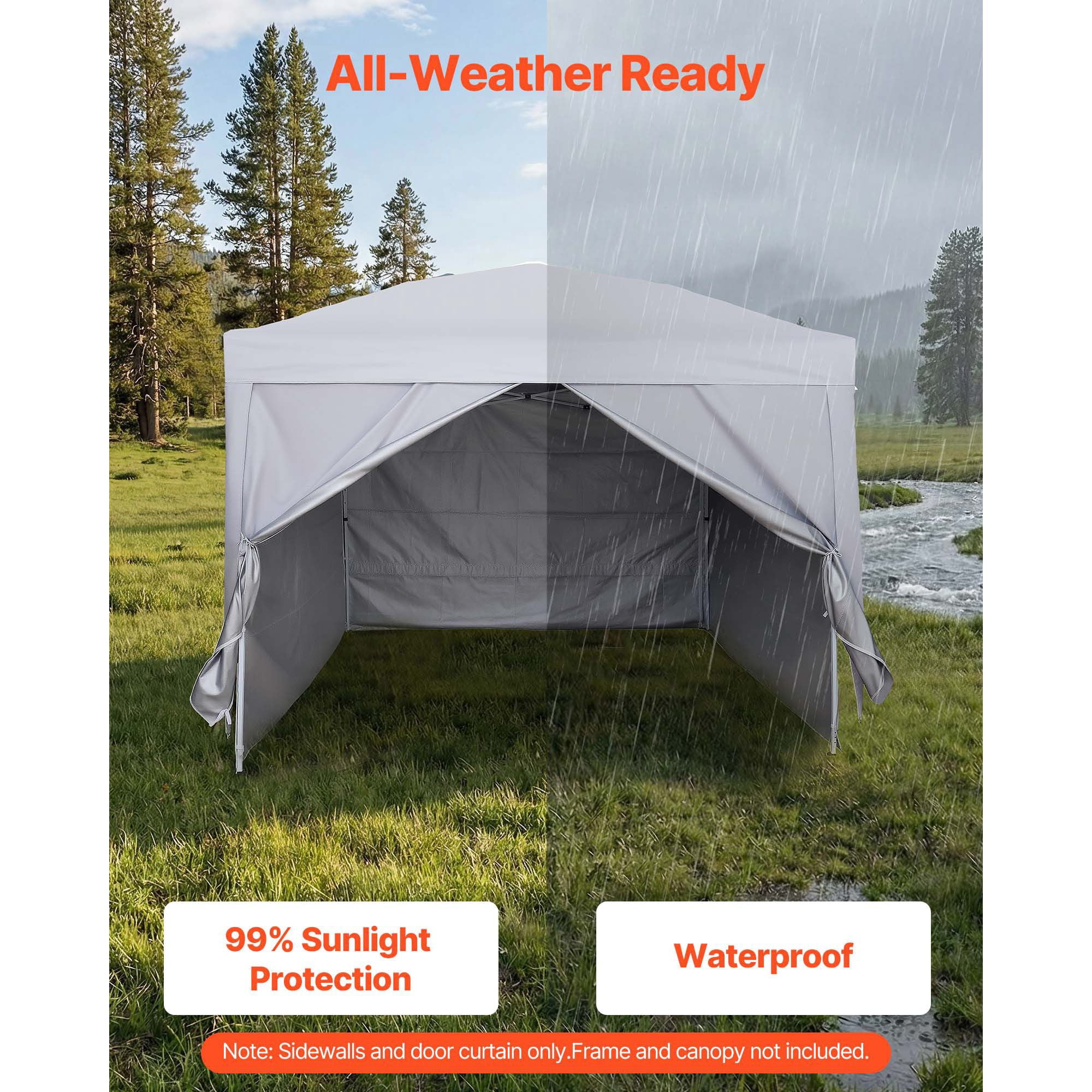 Canopy Sidewalls, Fit for 10 x 10 ft Pop Up Canopy Tent, Tent Side Walls with Waterproof and Sunlight Protection Layer for Outdoor Event Tents, Vendor Booths, Camping (4 Sidewalls Only, White)
