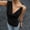 Black, variant on Summer Sleeveless Turtleneck Top with Metallic Embellishments and V-Neck