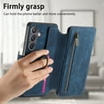 thumbnail image 7 of Dteck for Samsung Galaxy A15 5G Wallet Case with RFID Blocking Credit Card Holder Zipper Pocket,PU Leather Flip Kickstand Shockproof Cover Ring Women Men for Samsung Galaxy A15,Blue, 7 of 7