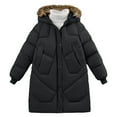 thumbnail image 3 of Teen Girl Winter Coat with Hooded Puffer Jacket Kids Girls Black Jacket Zipper Long Sleeve Waterproof Girls Thicken Jacket Girl Jackets Size 13-14 Years, 3 of 6